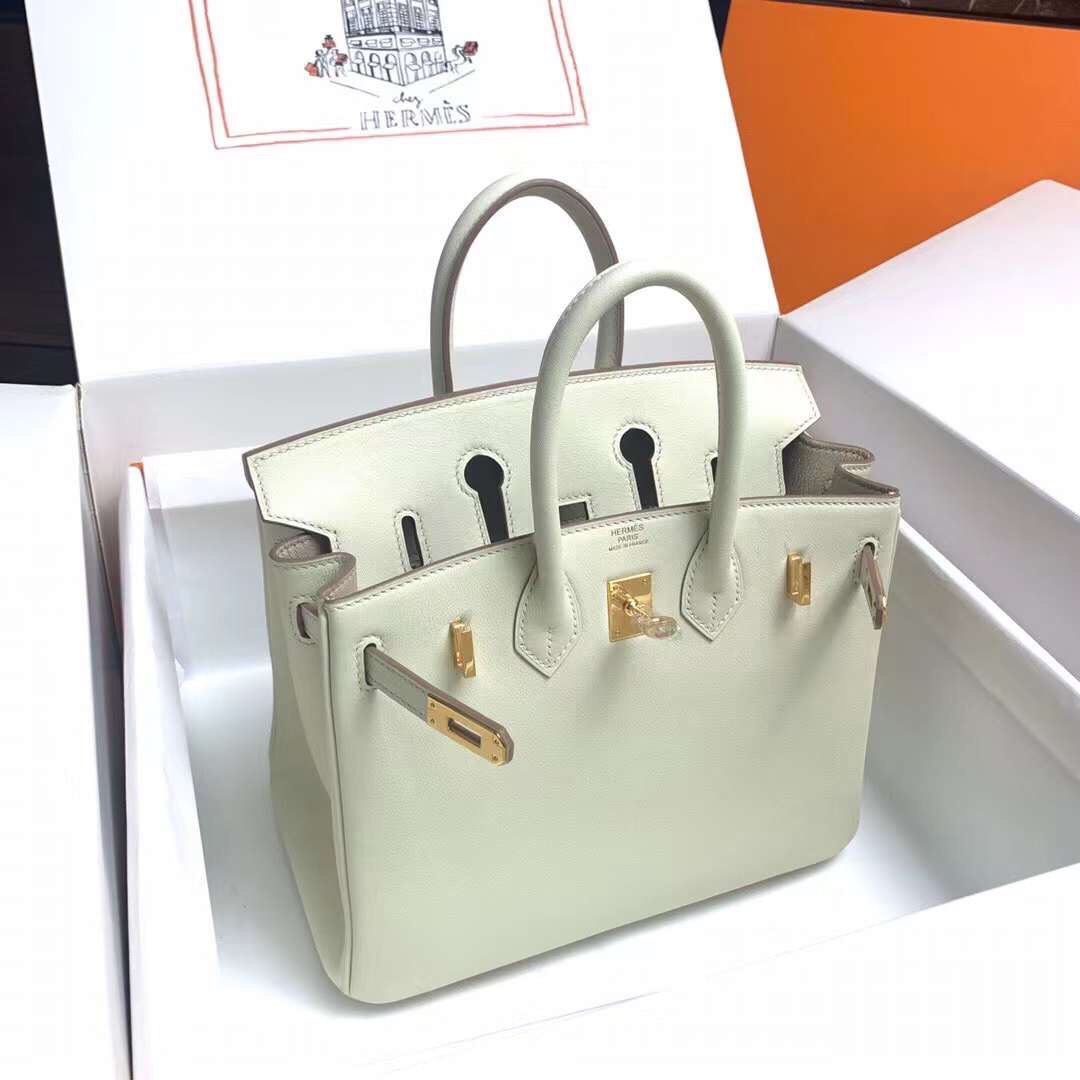 Hermes Birkin 25CM Swift Leather Handbag White 